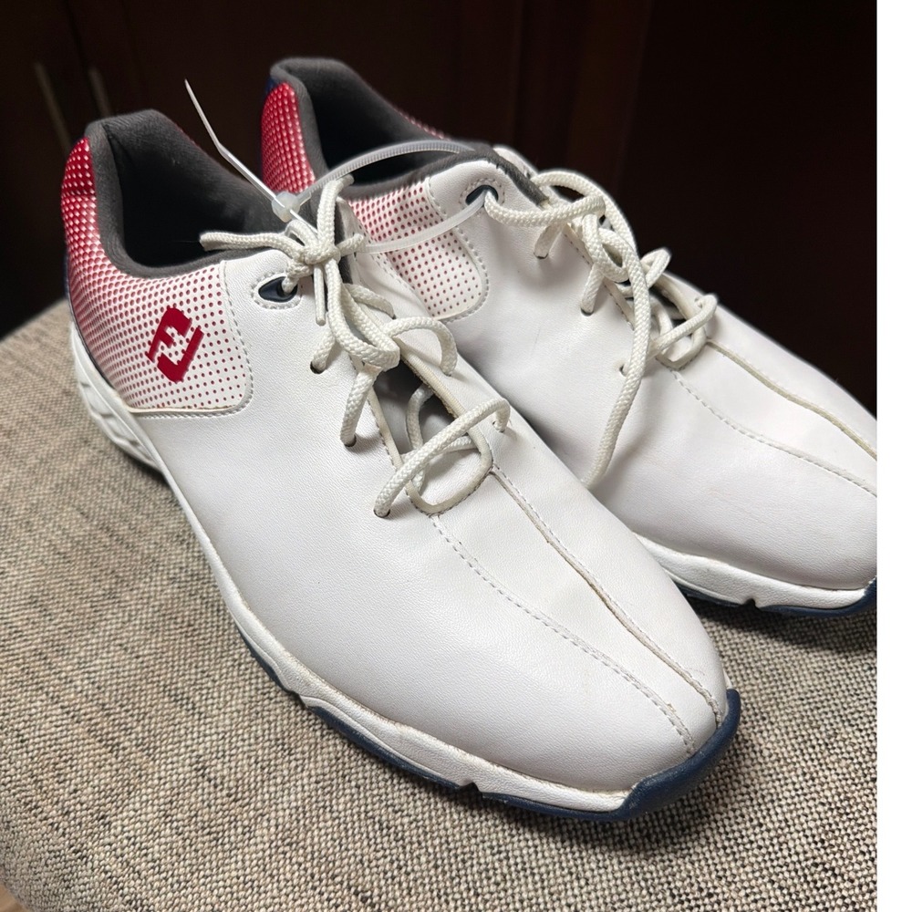 FootJoy 45014 White Red Navy Blue Spiked Golf Shoes Mens Size 6 M
